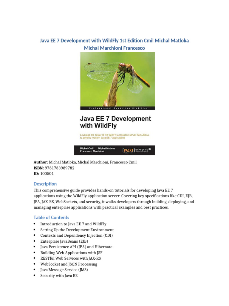 Java EE 7 Development with WildFly 1st Edition Cmil Michal Matloka ...