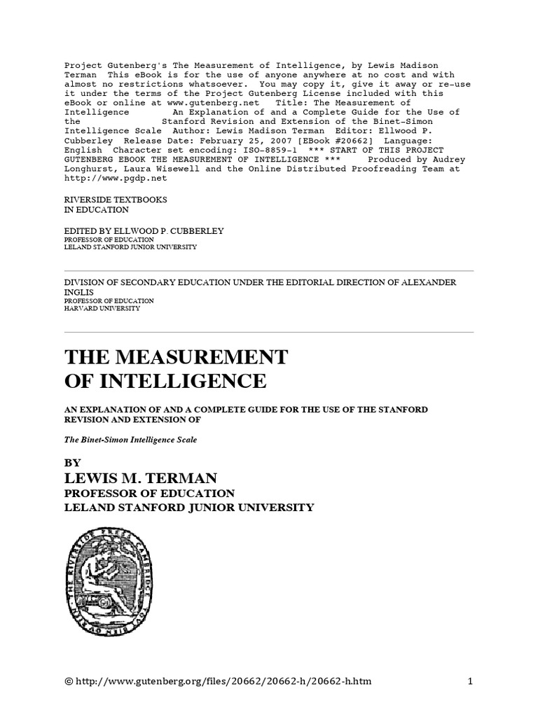 The Measurement of Intelligence | PDF | Intelligence Quotient ...
