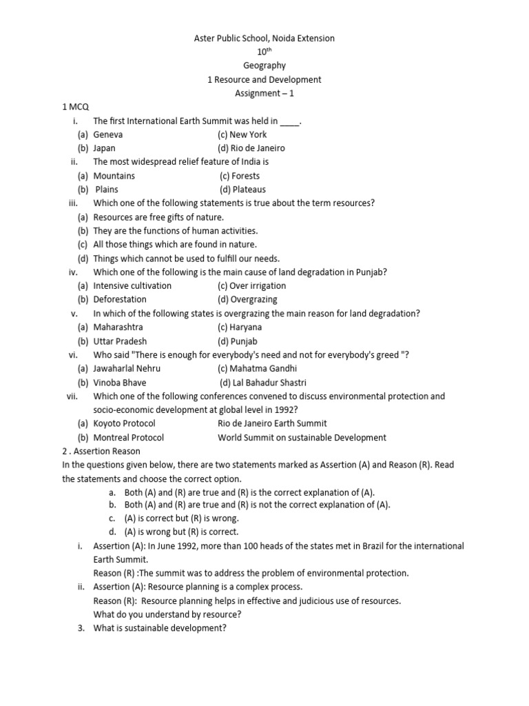 Chapter 1 Assignment 1 | PDF | Natural Environment