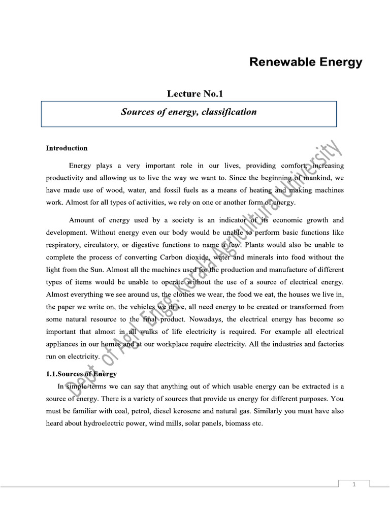 Study Material - Renewable Energy | PDF