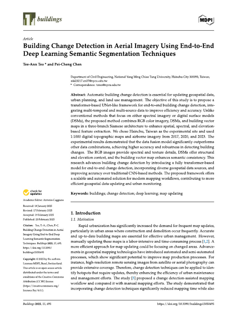 Building Change Detection in Aerial Imagery Using End-To-End | PDF
