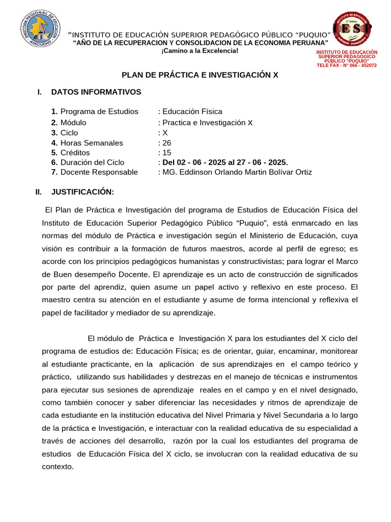 Plan de Practica e Investigacion X 2025 | PDF | Aprendizaje | Maestros
