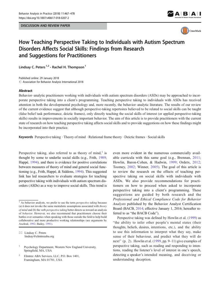 How Teaching Perspective Taking to Individuals With Autism Spectrum ...