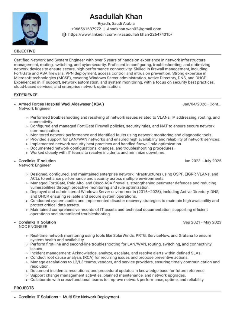 Asad CV-1 | PDF | Computer Network | Firewall (Computing)
