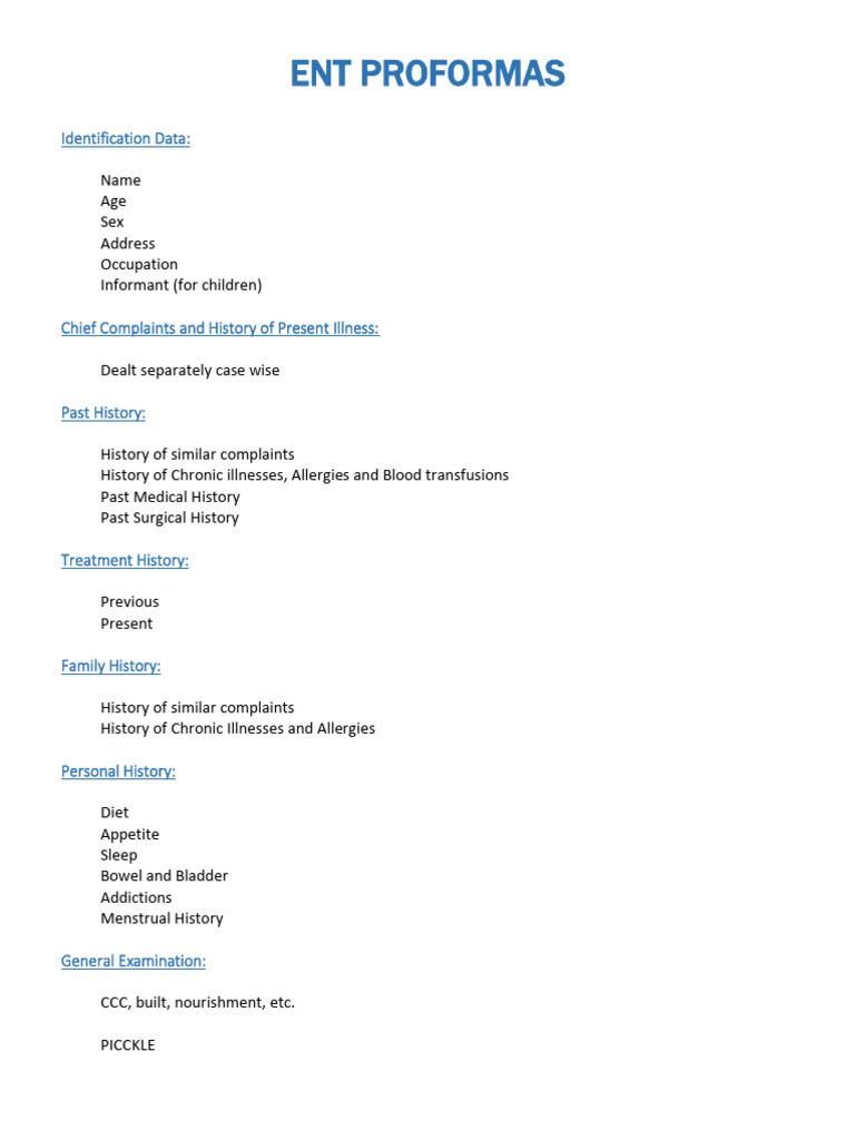 Case Proforma - EnTdocx_240503_101250 | PDF | Human Nose | Snoring