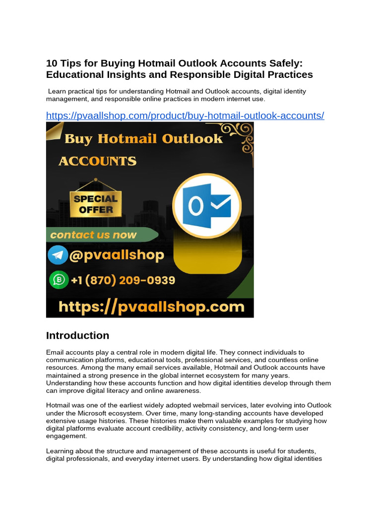 10 Tips for Buying Hotmail Outlook Accounts Safely | PDF | Human ...