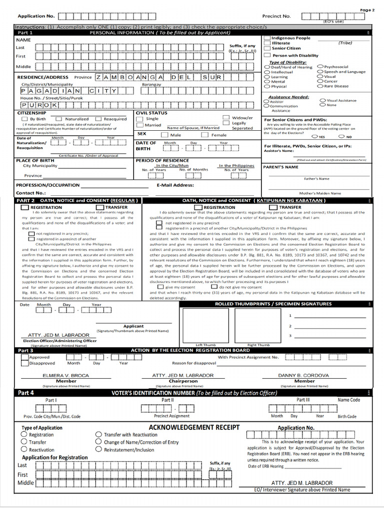 Comelec Form | PDF