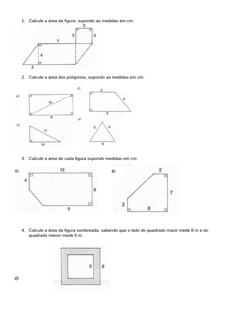 Area de Figuras Planas 9 Ano | PDF