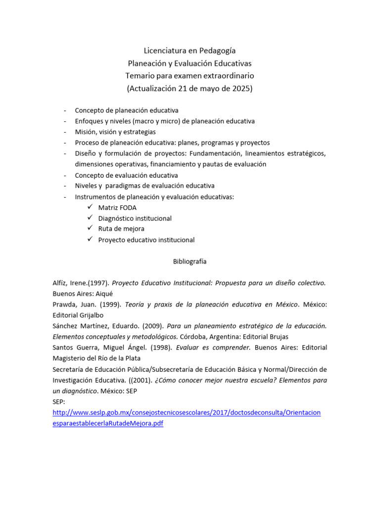 Planeacin y Evaluacin Educativa 25 | PDF