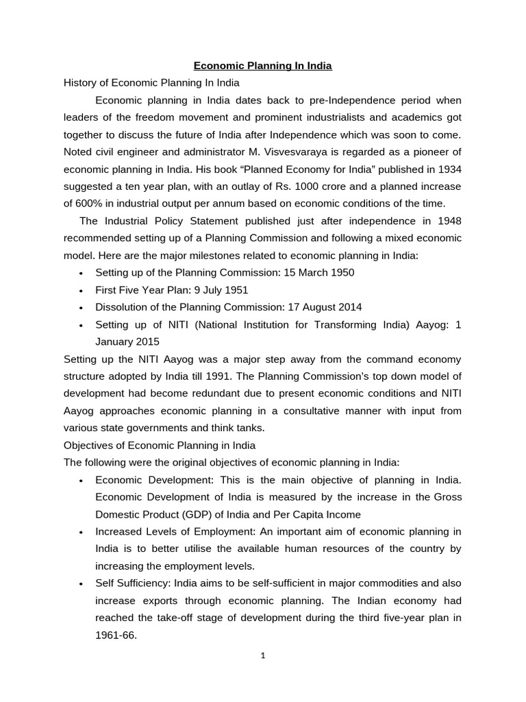 Economic Planning in India | PDF | Economic Growth | Economic Planning