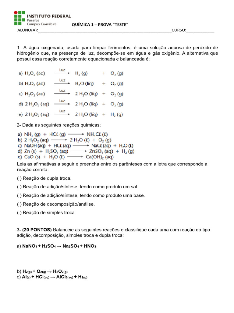 Prova Teste | PDF