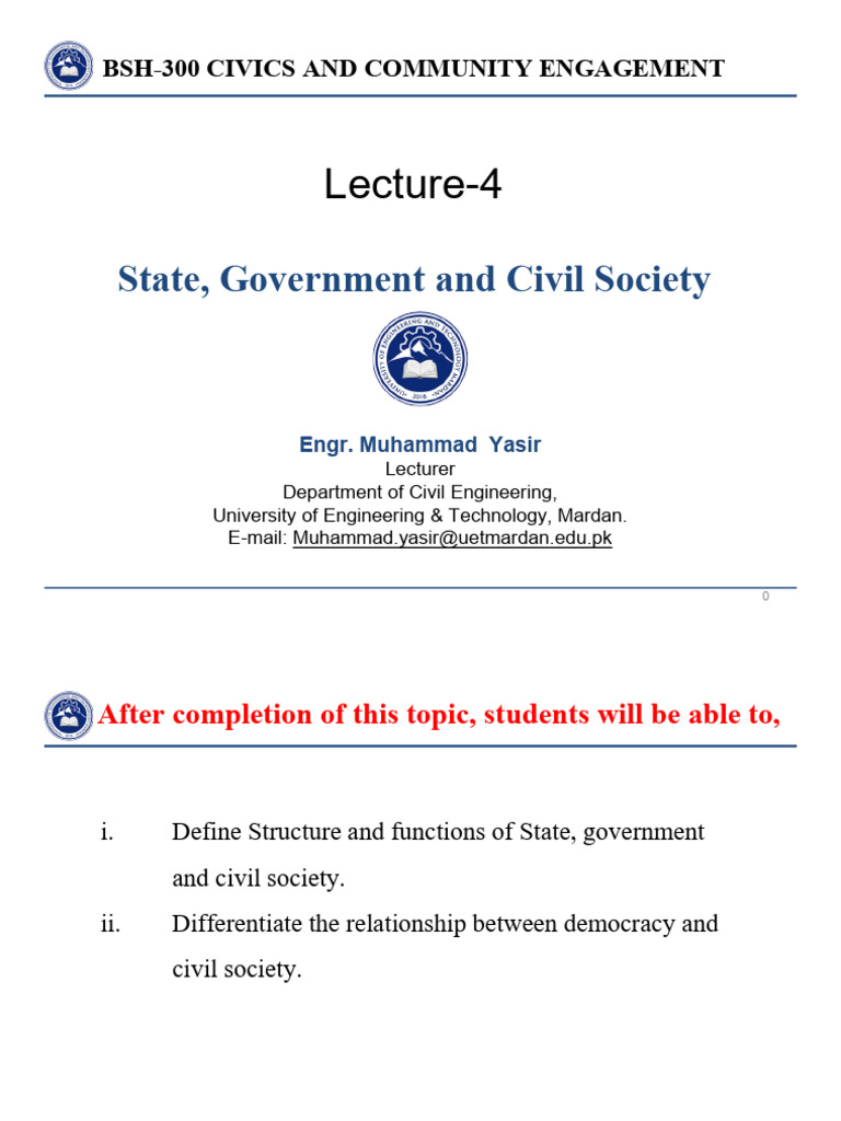 civics lecture 4 civics and community engagement | PDF | Civil Society ...