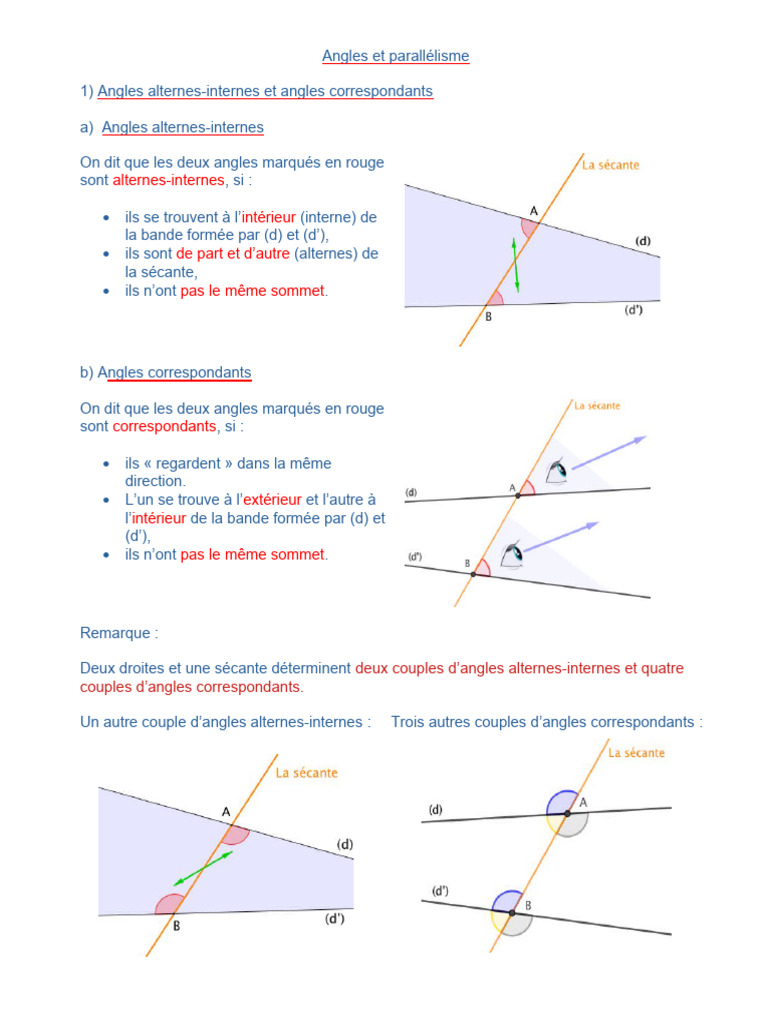 5 Angles Et Parallélisme Cours | PDF | Triangle | Géométrie