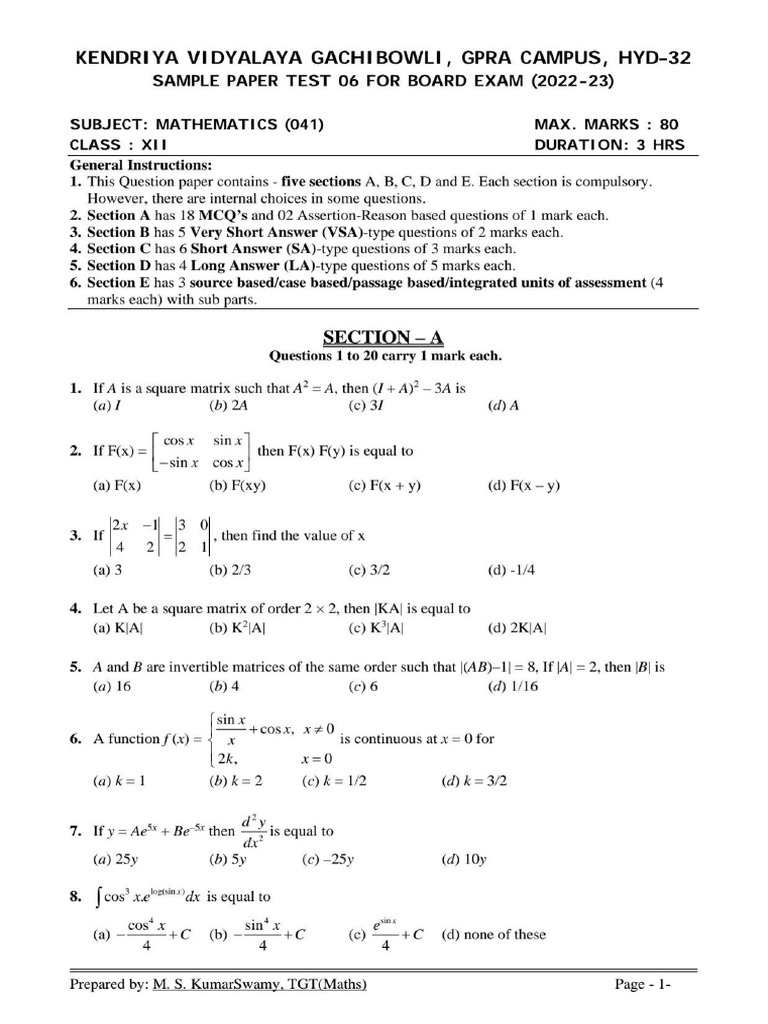 12 Cbse Sample Paper Set 5 | PDF