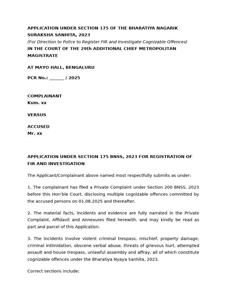 APPLICATION 175 BNSS Shared | PDF