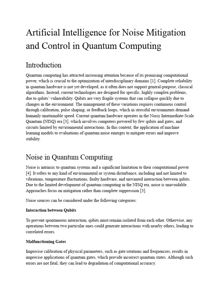 Artificial Intelligence For Noise Mitigation and Control in Quantum ...