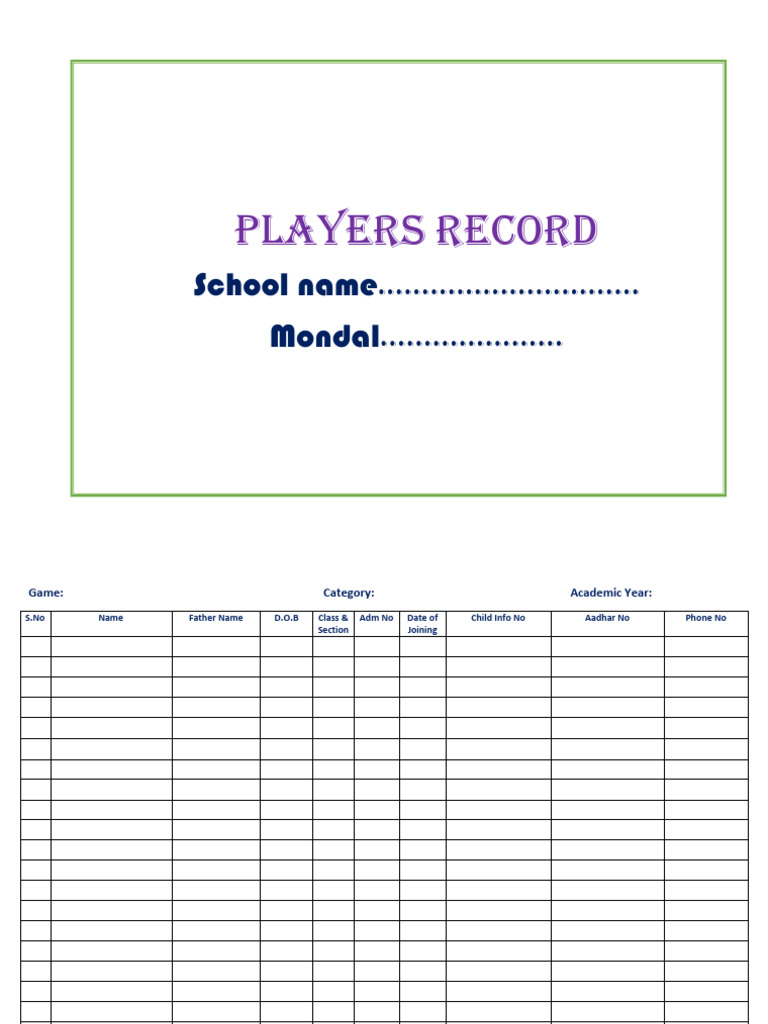 School Players Record | PDF