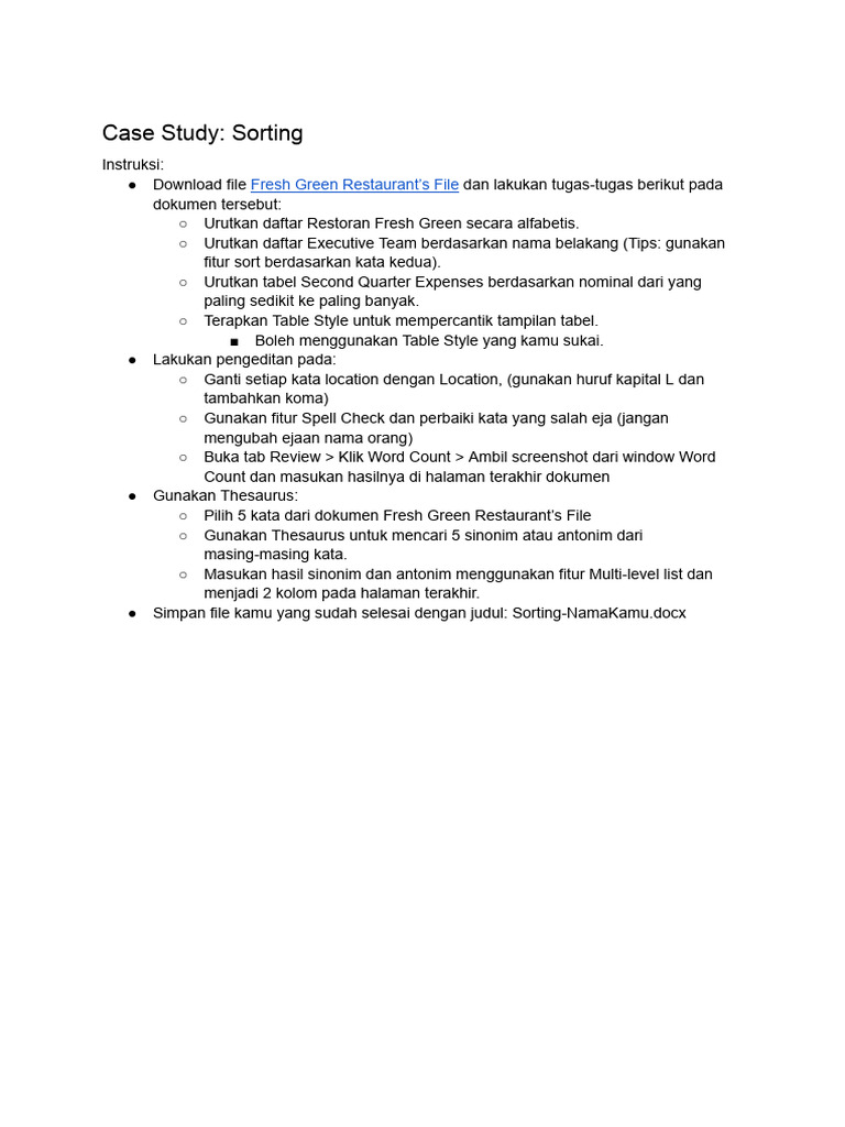 Sorting Case Study | PDF