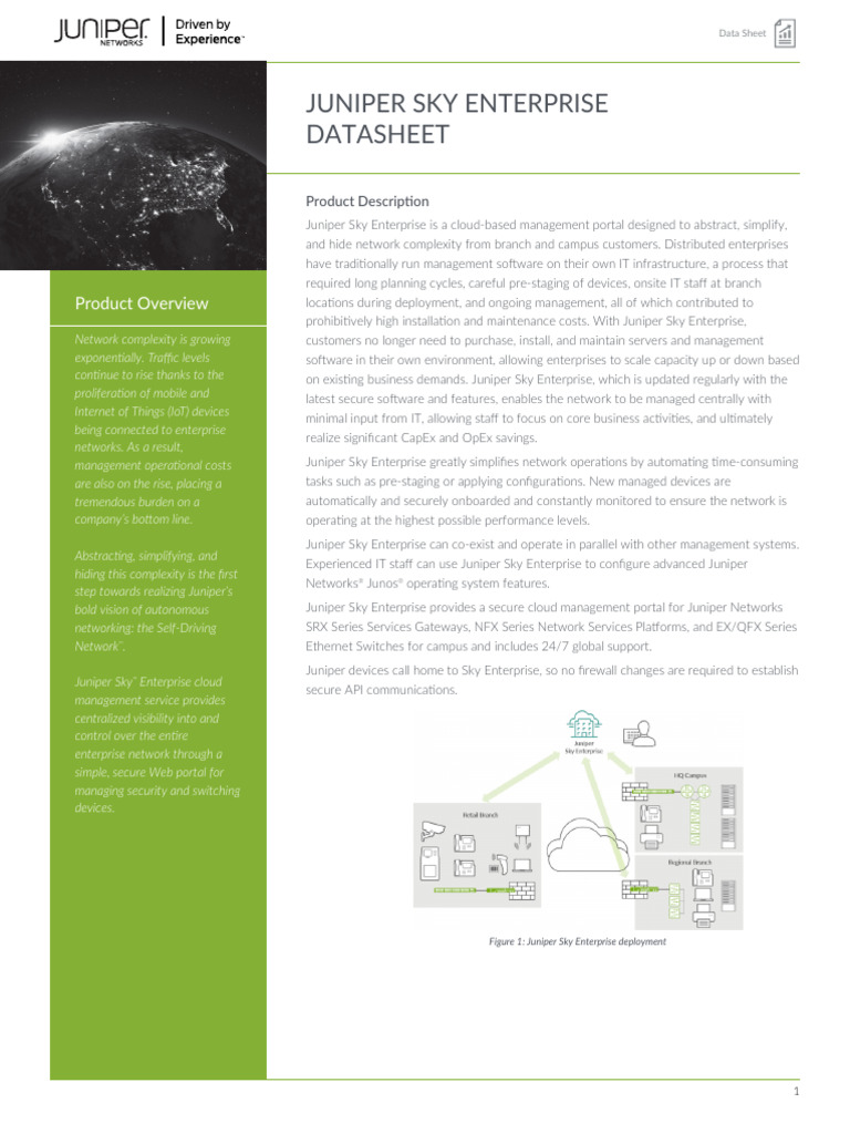 Juniper Sky Enterprise Datasheet | PDF | Network Switch | Cloud Computing