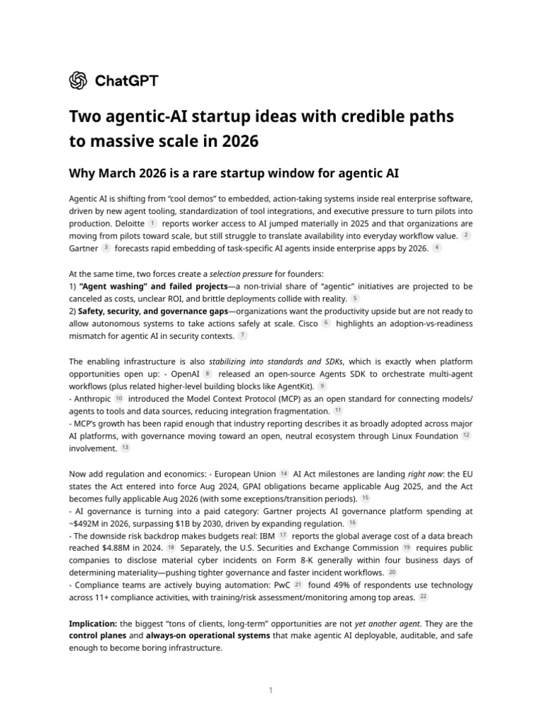Two Agentic-AI Startup Ideas With Credible Paths to Massive Scale in ...