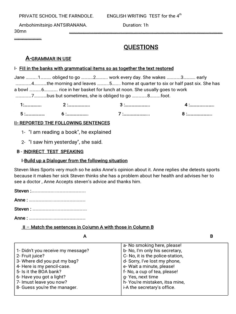 Writing Test | PDF