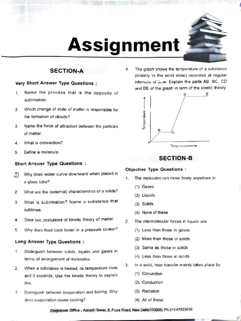 Assignment Matter Physics Class 8 | PDF | Liquids | Gases