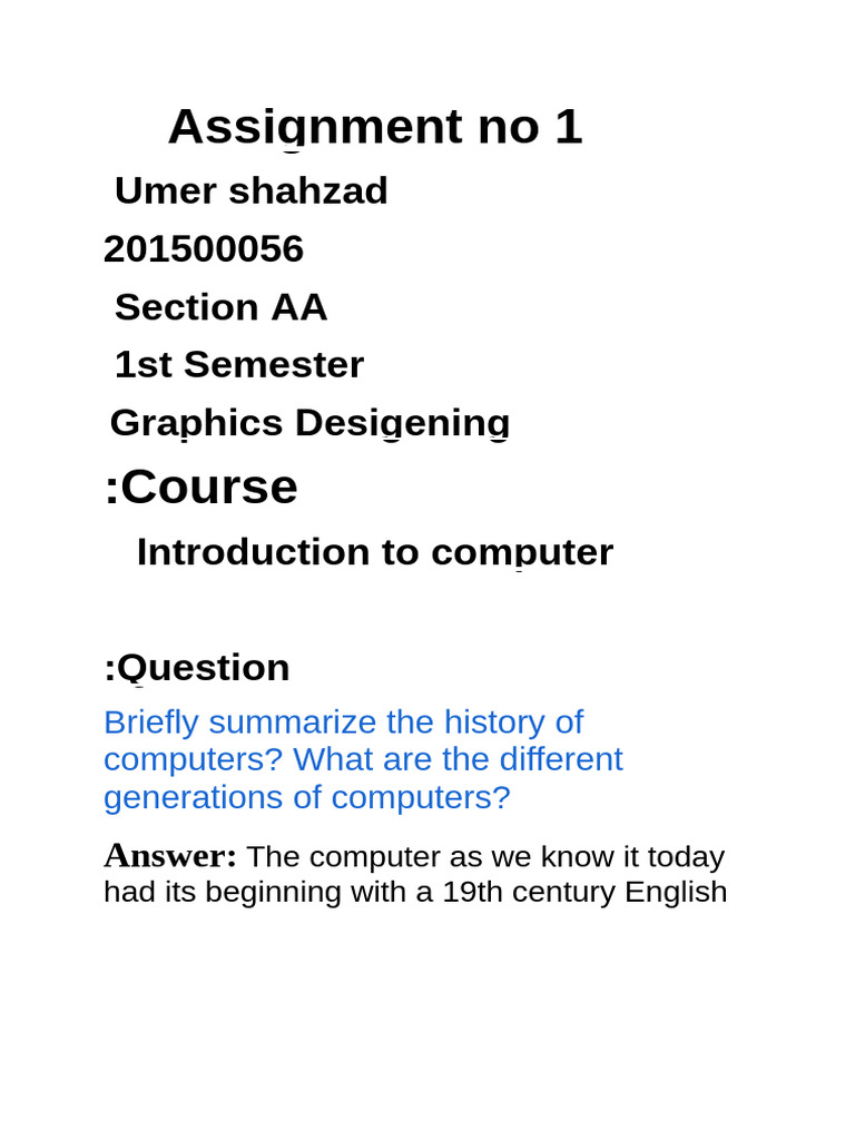 Umer Computer Assignement | PDF | Information And Communications ...
