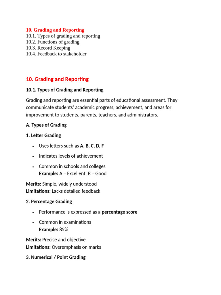 Unit 10. Grading and Reporting | PDF | Educational Assessment | Teachers