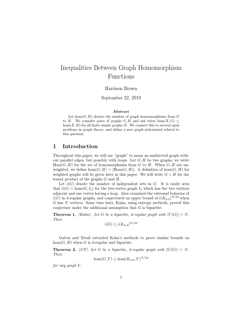 Graph Homomorphism Inequalities Graph Theory Vertex Graph Theory