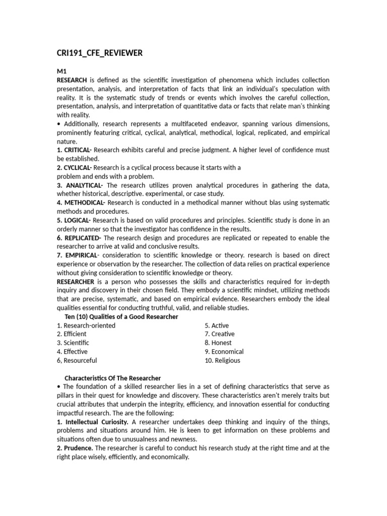Research Cfe Reviewer | PDF