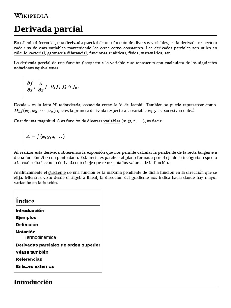 Derivada Parcial | PDF | Derivado | Matemáticas