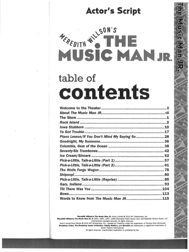 Music Man JR Script | PDF