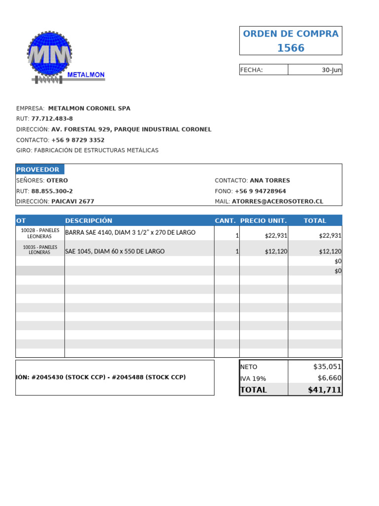 Formato Orden de Compra | PDF