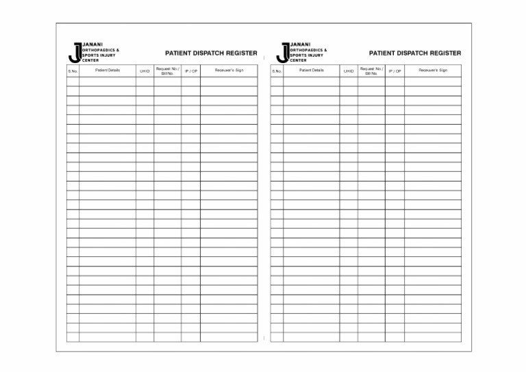 Patient Dispatch Register | PDF