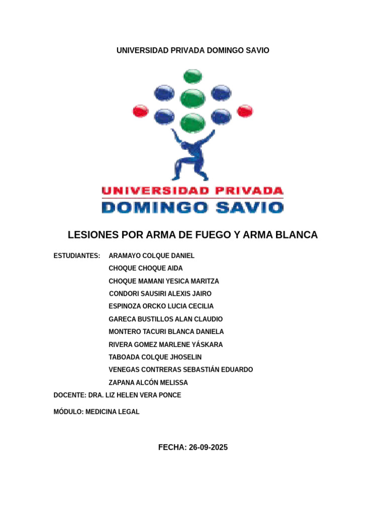 Lesiones Por Arma de Fuego y Arma Blanca | PDF | Armas de fuego | Pólvora