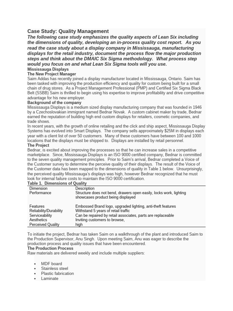 Quality Management Case | PDF | Quality Management | Six Sigma