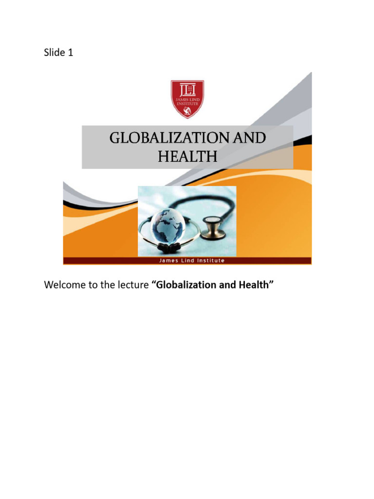 Slide Presentation - Globalization and Health | PDF | Influenza ...