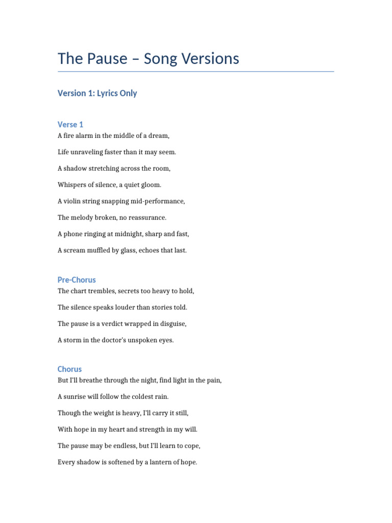 The Pause Song Versions | PDF | Song Structure