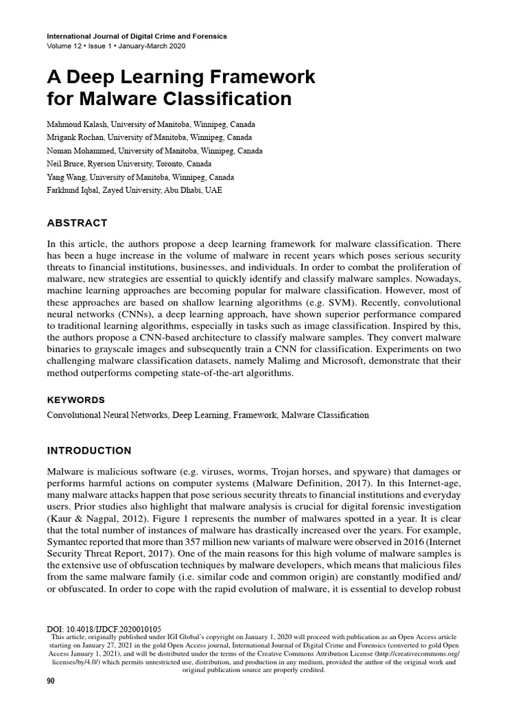 A Deep Learning Framework For Malware Classificati | PDF | Software ...