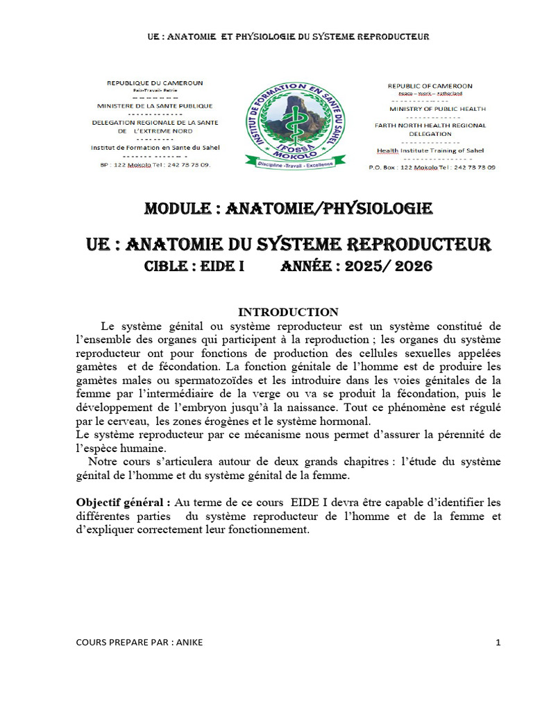 Cours Anatomie Du Systeme Repoductreur Ide 1 Ani. | PDF | Utérus ...