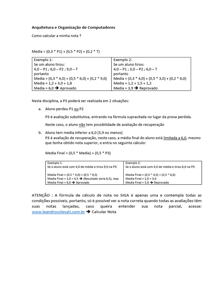 00 Como Calcular A Nota AOC | PDF