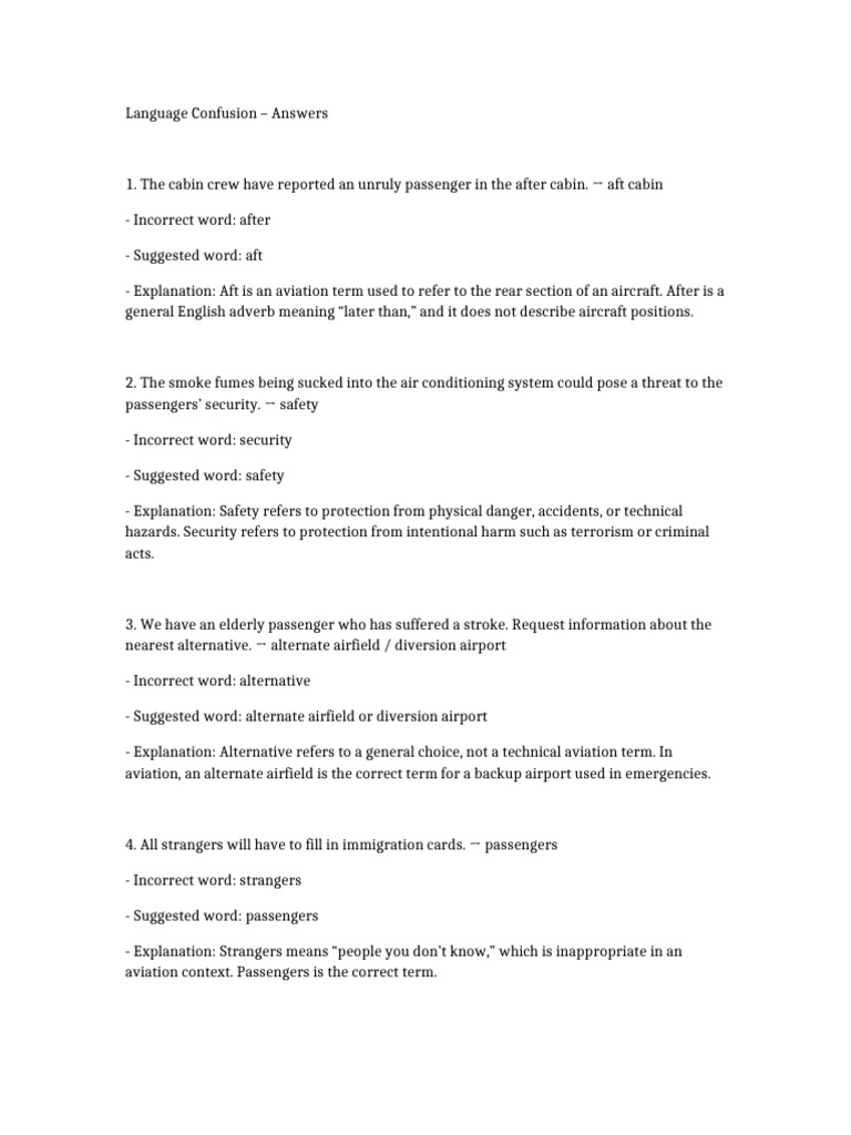 Language Confusion Answers | PDF