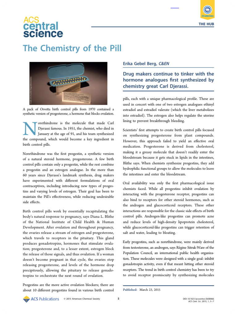 The Chemistry of The Pill | PDF | Combined Oral Contraceptive Pill ...