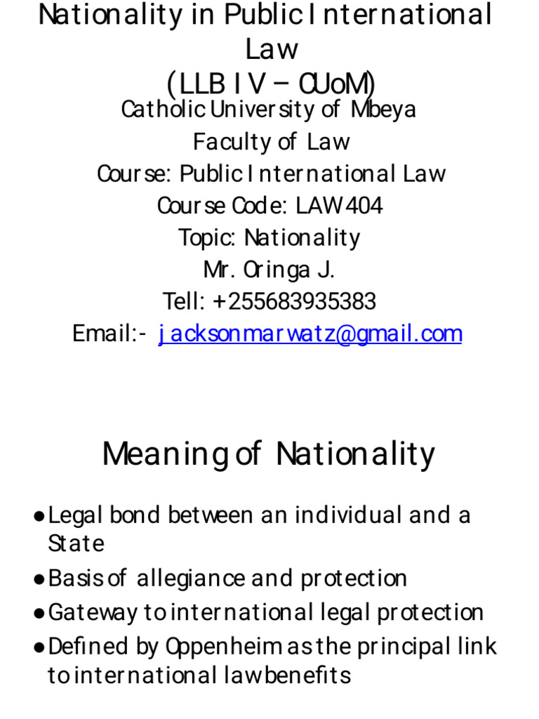 Nationality Public International Law CUoM LLB IV | PDF | Nationality ...