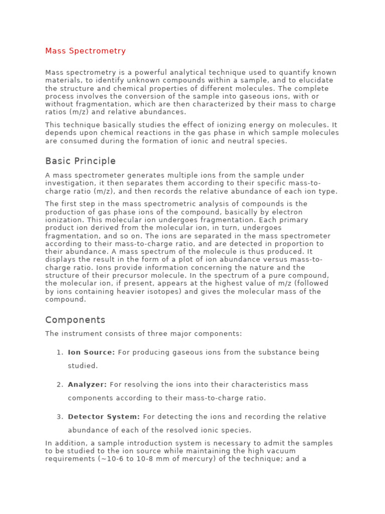 Mass Spectrometry | PDF | Mass Spectrometry | Ion