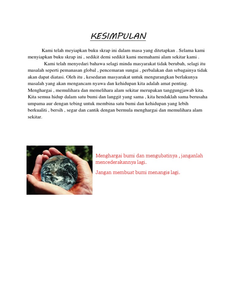 KESIMPULAN (Alam Sekitar )