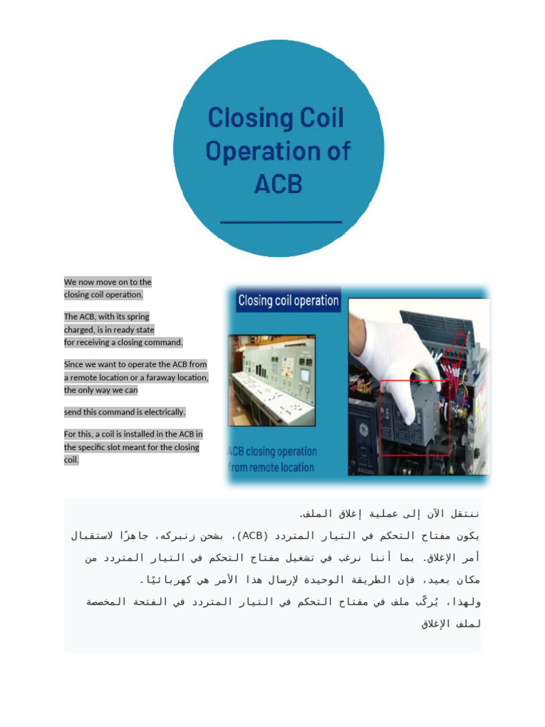 We Now Move on to the Closing Coil Operation | PDF