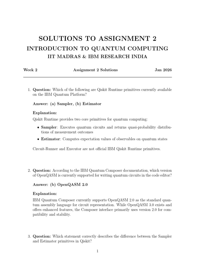 NPTEL Assignment 2 Solutions | PDF | Quantum Computing | Computer Science