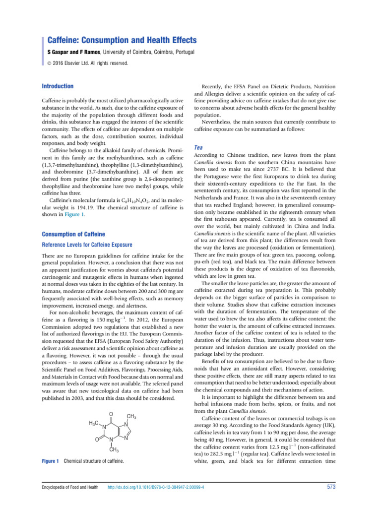 2016_Caffein Consumption and Health Effects | PDF | Caffeine | Coffee