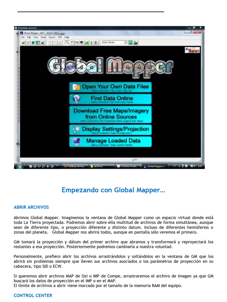 Manual de Global Mapper | PDF | Archivo de computadora | Ventana ...